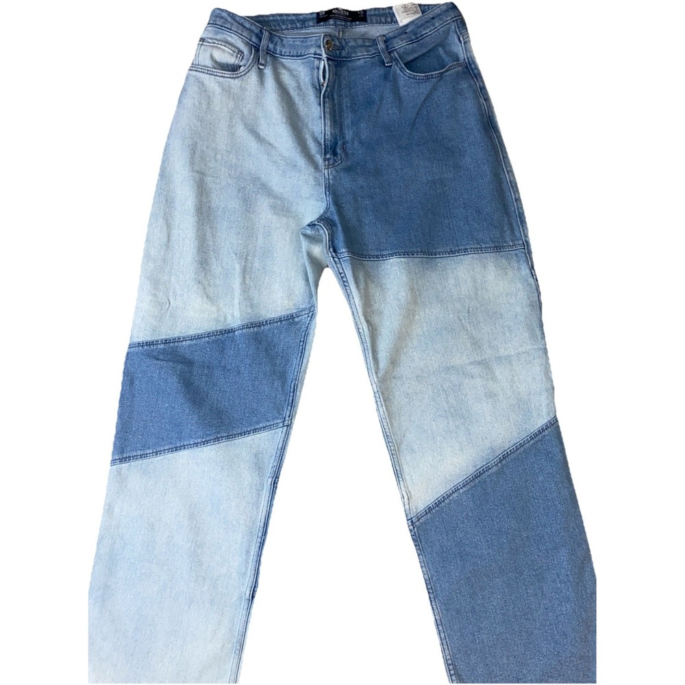 Hollister Curvy Ultra High Rise Dad Jeans Womens  13R 31X29 Light Wash Patch
